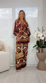 7098 Printed top and pants set