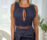 2239 V-neck lace bodysuit