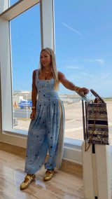 1952 Mixed Print Side-Stripe Jumpsuit kiut
