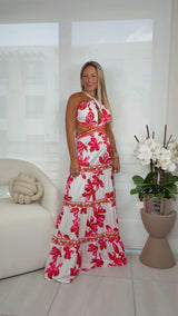 1526 Halter tiered maxi dress