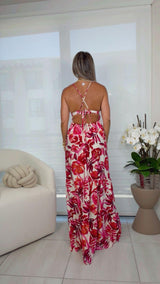 7126 Printed strap maxi dress