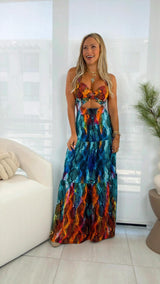 1553 Multicolor snake printed maxi dress