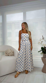8196 Polka dot crop top and midi skirt set