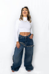 3465 Fashion blue jeans with pockets