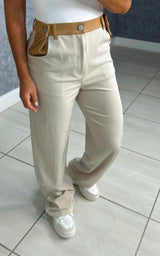 022P Woven contrast trousers pants