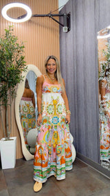 5635 Mandala print maxi dress