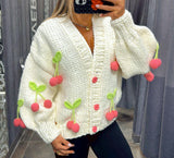 6000 Handmade thick needle cherry cardigans