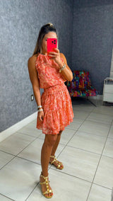 4232 Paisley halter neck mini dress