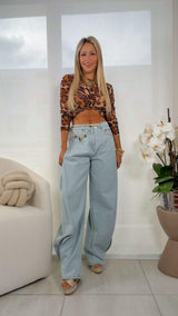 0581 Denim barrel leg pants