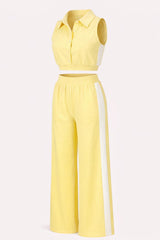 0080 Collar neck top and sweetpants set