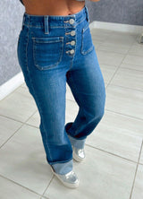 5965 High rise front patch pocket cuffed jeans
