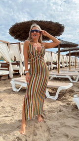 6431 Zig zag knit midi dress