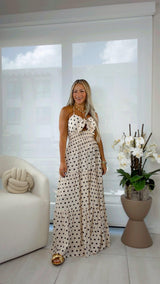6658 Polka dot print maxi dress
