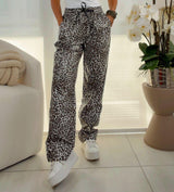 4139 Leopard print four leather pants
