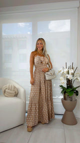 6658 Polka dot print maxi dress