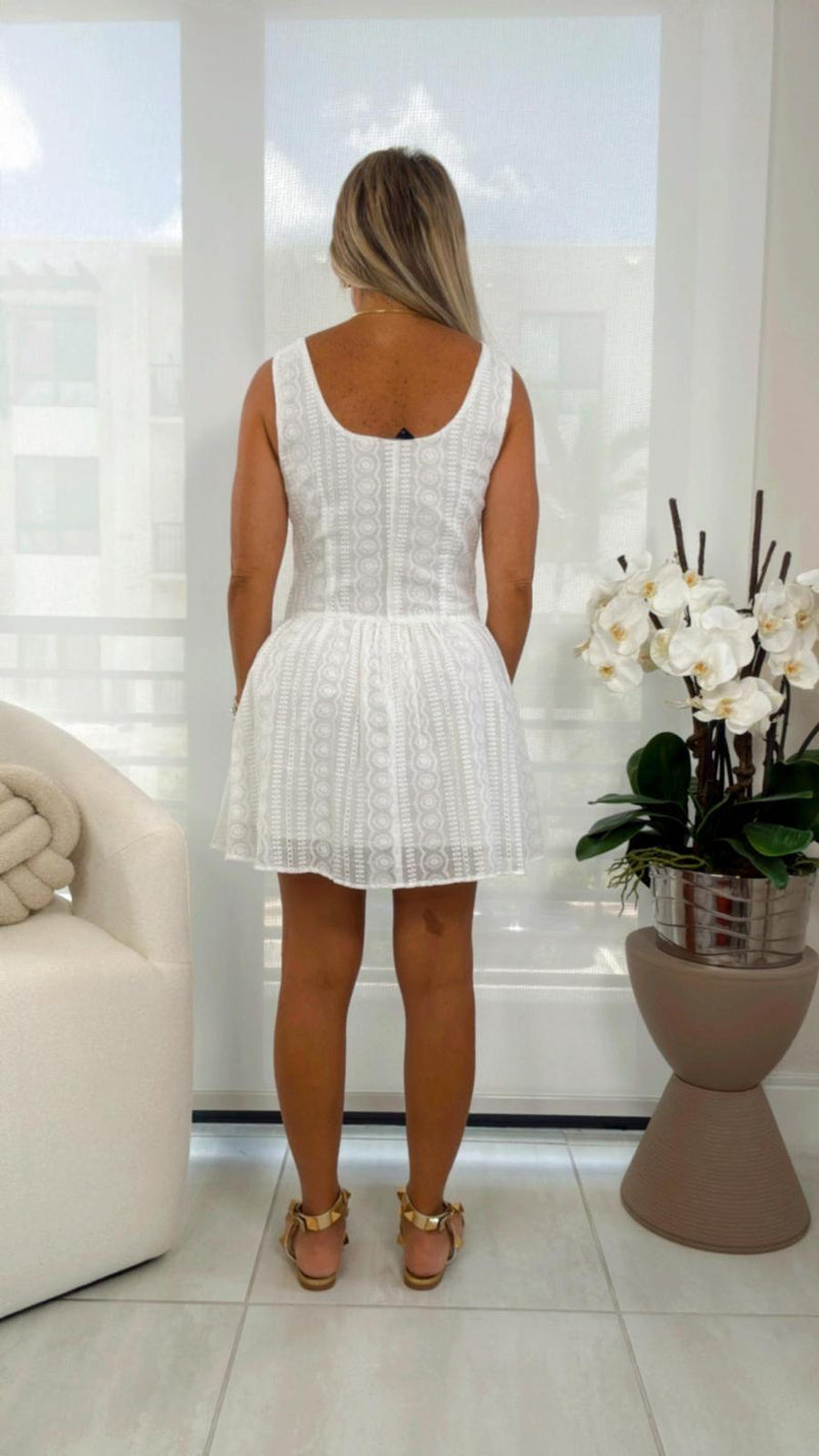 3585 Eyelet embroidery mini dress