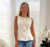 5060 Bow shoulder detail blouse