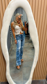 1243 Mid rise fit wide baggy leg pants