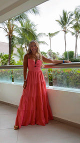 2159 Textured maxi dress with front cut out