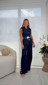 6319 Denim vest and pants set