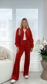 LOR2 Velour funnuel neck jacket and pants set