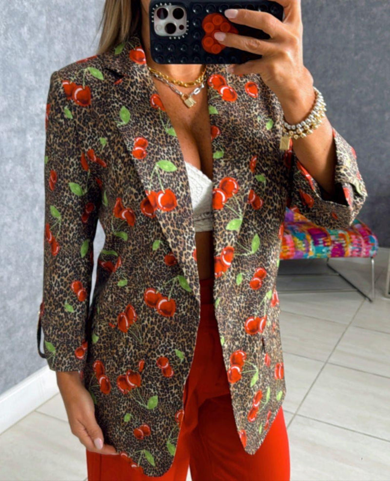 0018 Cherry graphic button jacket