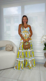 4326 Tiered printed maxi dress