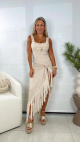 0089 Fringed dress with bodysuit inserts