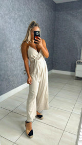 9217 Strap detailing tie front jumpsuit