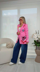 1618 Bold embroidered patchwork blazer