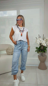 0505 Peace mom chain print tee