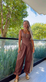 1949 Side-striped print jumpsuit Kiut