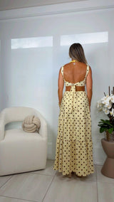 1932 Polka dot open back maxi dress Kiut
