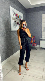 319R One shoulder jogger jumpsuit