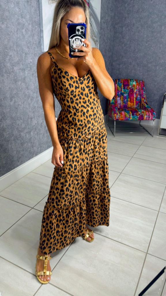 2207 Leopard print long dress