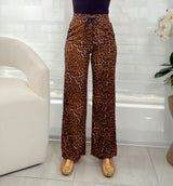 VE02 Leopard printed wide leg pants
