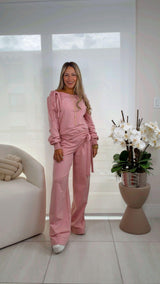 6818 Off shoulder sweater and pants set