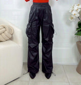 4105 Faux leather cargo pants