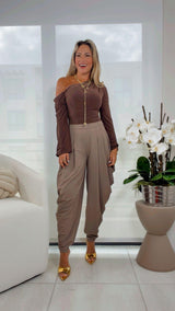 1446 Pants with front and back pleats