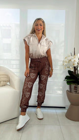 1591 Embroidered printed jumpsuit