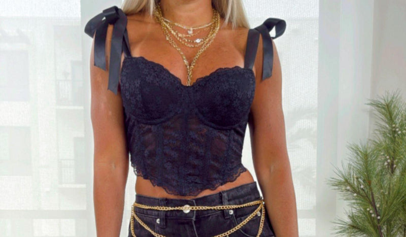 0057 Lace corset crop top