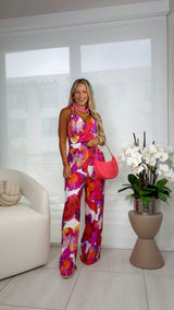 7103 Asymmetrical metal buckle detail jumpsuit
