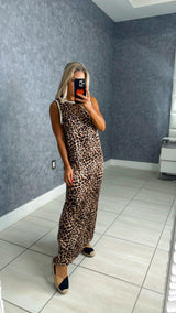 3045 Relaxed animal print maxi dress