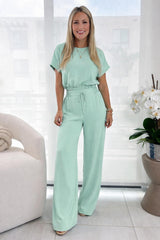 0021 Top and wide leg pants set
