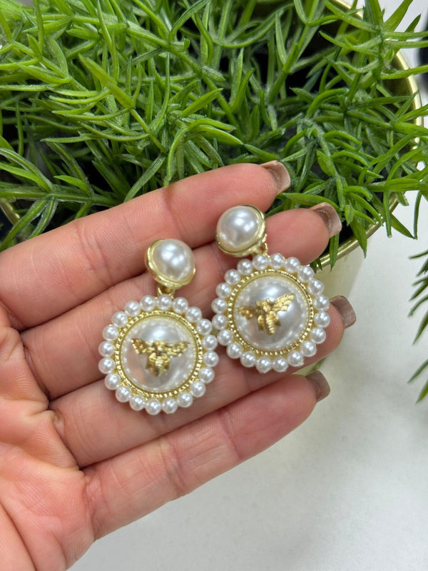 DL12 Abejas perlas aretes