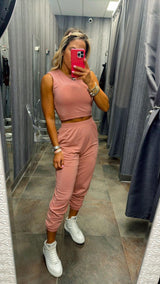 3982 French terry tank top and jogger set