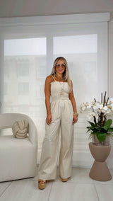3359 Smocked top cargo pants jumpsuit