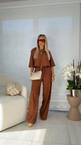 EN16 Linen top and wide leg pants set