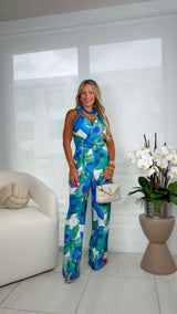 7103 Asymmetrical metal buckle detail jumpsuit