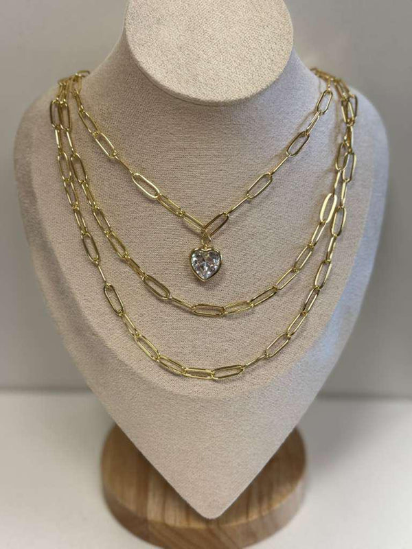 DL137 Layer necklace con corazon brillante choker